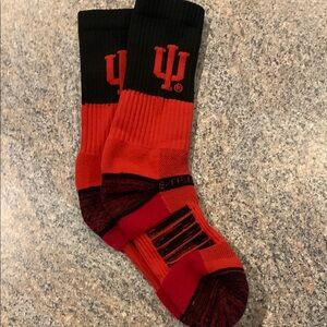 IU Logo Men's Crew Socks - Black and Red